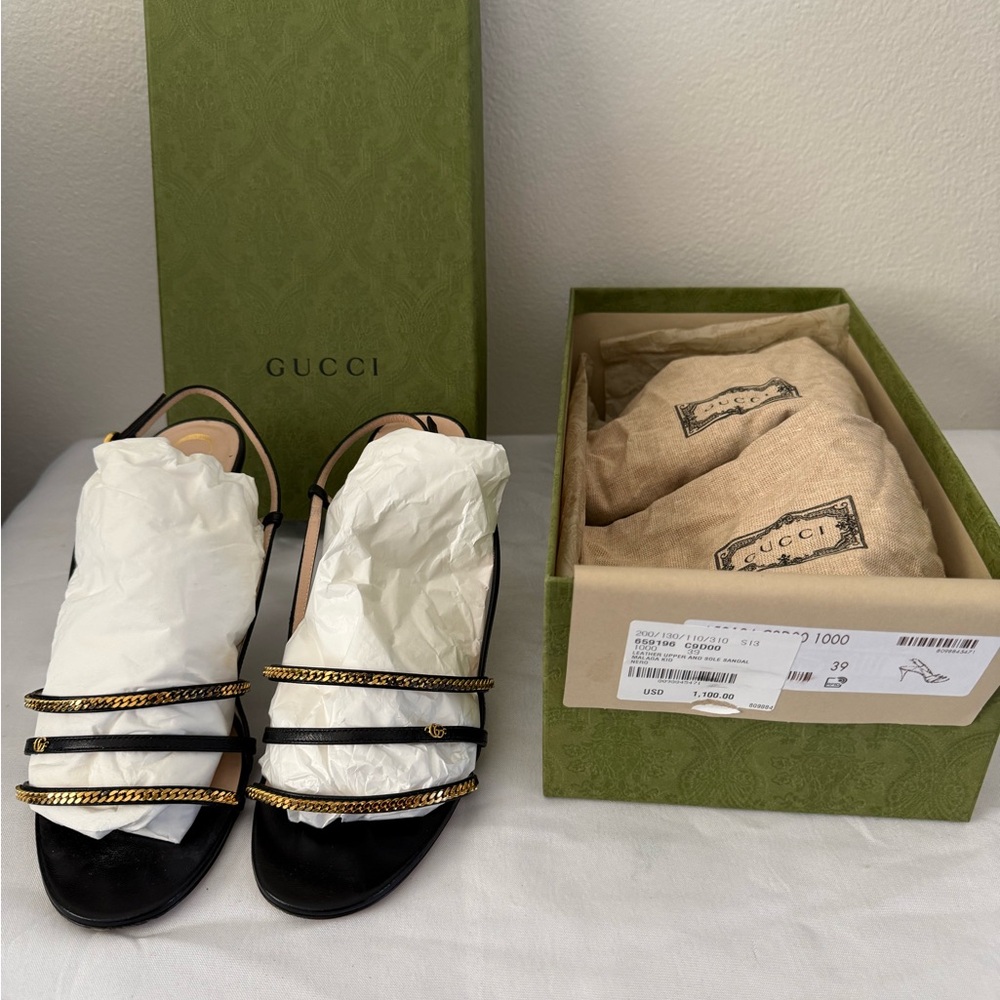Gucci Black and Gold Women's Sandals